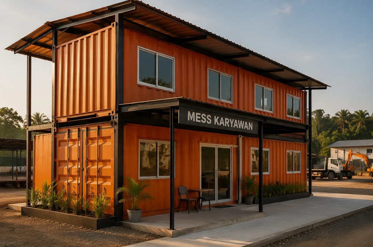 Mess container untuk asrama pekerja proyek di area perkebunan dan pertambangan terpencil