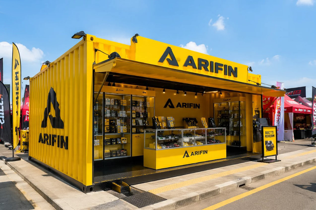 Retail booth kios kontainer pop-up store untuk gerai pameran dan event musiman